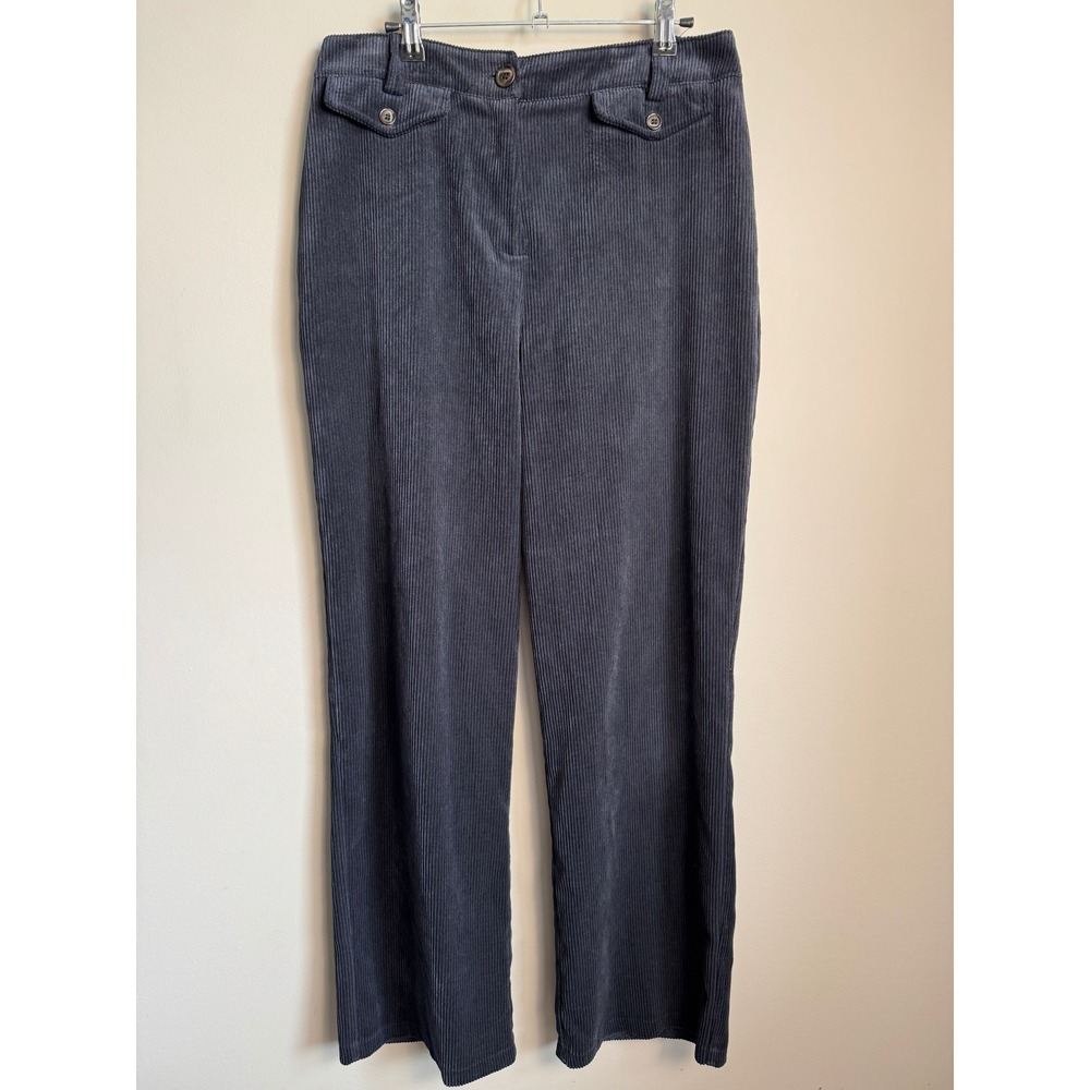 Topshop Womens Black Corduroy Wide Leg High Rise Pants 8 Retro Dark Academia